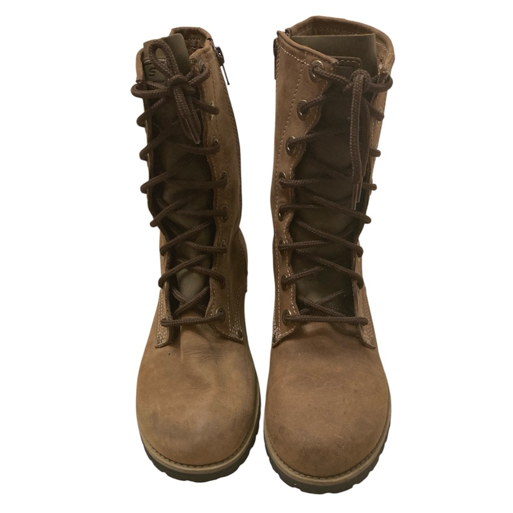 Vintage Y2K Skechers Leather Mid-Calf Lace Up Combat Boots Brown Women’s 7.5 - Picture 2 of 12